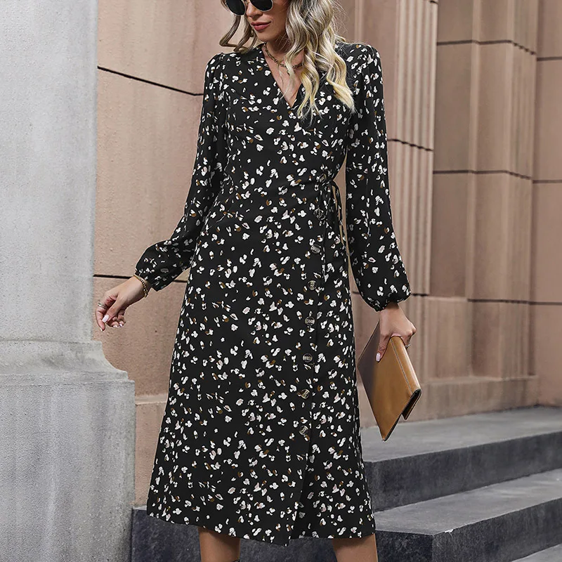 2026 Women's Summer Flower Dress Fashion Female Black Floral Printed Dress
2026 Women's Summer Flower Dress Fashion Female Black Floral Printed Dress