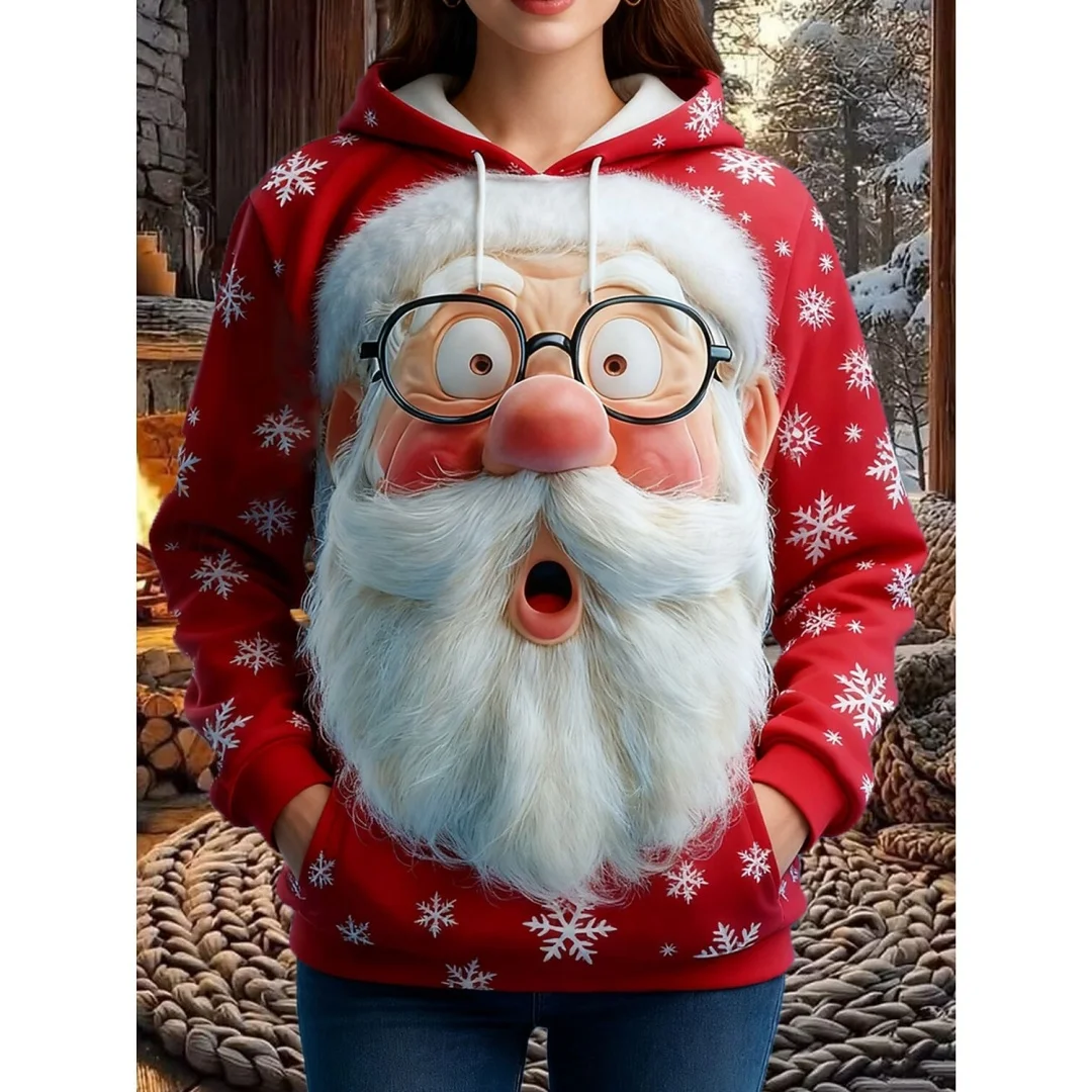 Vintage Christmas Santa Print Women's Sweatshirts Long Sleeve Pullover Festive Street Style Spring Fall Holiday Fashion Hoodies
Vintage Christmas Santa Print Women's Sweatshirts Long Sleeve Pullover Festive Street Style Spring Fall Holiday Fashion Hoodies