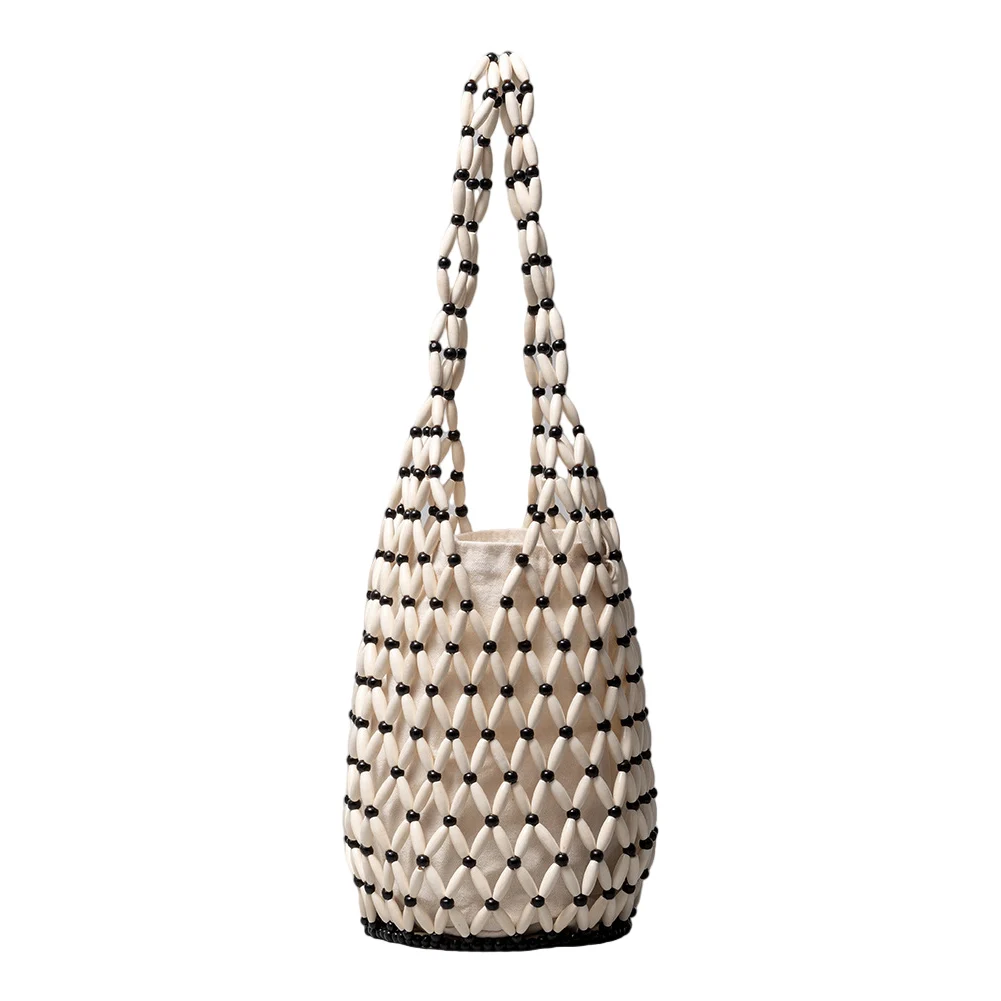 Wooden Beading Bucket Shoulder Bag for Holiday Travels Date Handmade Beaded Shoulder Bag Casual Beach Handbag for Women
Wooden Beading Bucket Shoulder Bag for Holiday Travels Date Handmade Beaded Shoulder Bag Casual Beach Handbag for Women