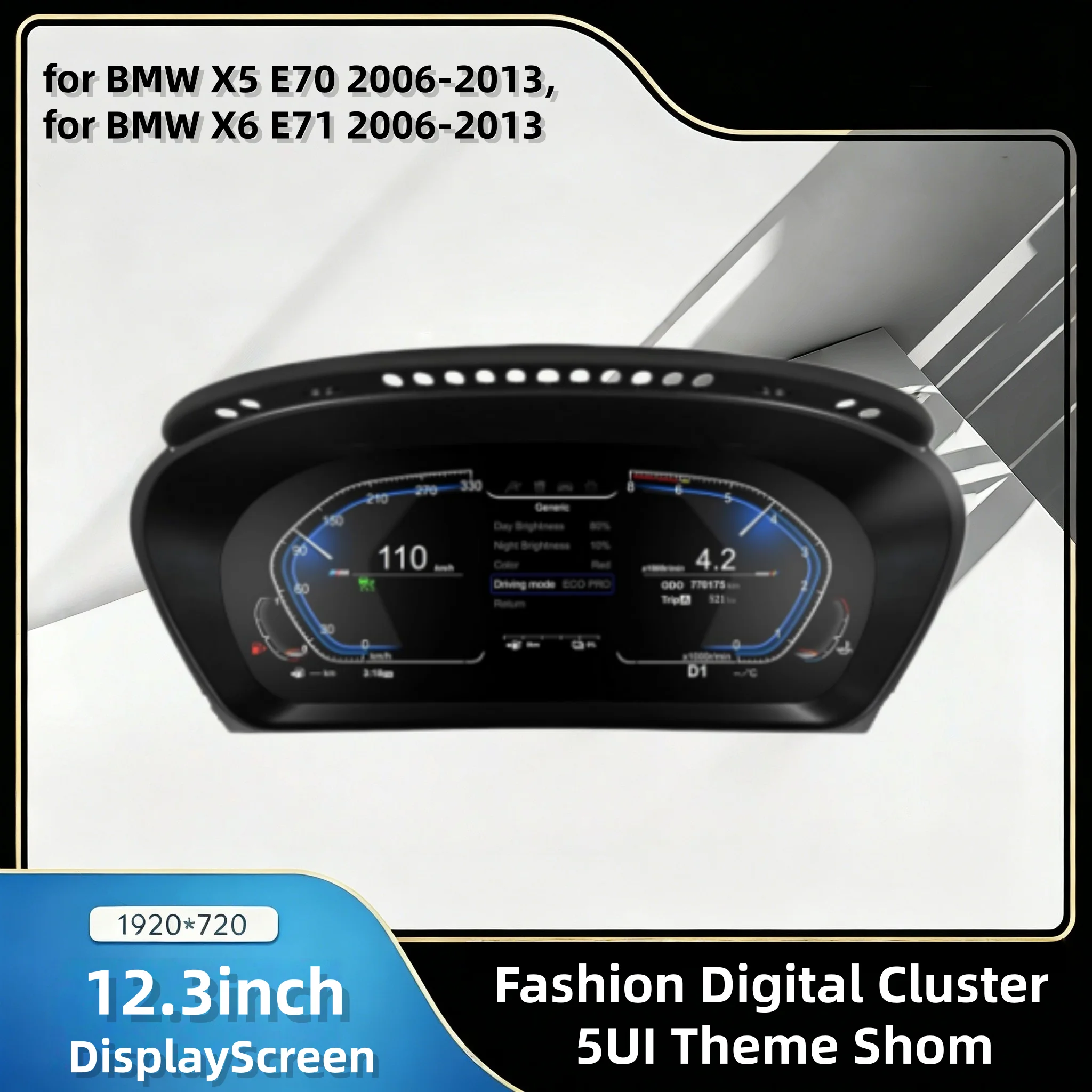 12.3''Speedometer LCD Dashboard Panel For BMW X5 X6 E70 E71 Digital Instrument Cluster Virtual Cockpit HUD Tachometer Odometer
12.3''Speedometer LCD Dashboard Panel For BMW X5 X6 E70 E71 Digital Instrument Cluster Virtual Cockpit HUD Tachometer Odometer