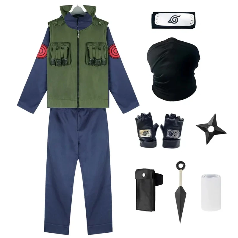 Men's Anime Cosplay Kakashi Hatake Costume with Accessories Or Silver Wig fg8'.
Men's Anime Cosplay Kakashi Hatake Costume with Accessories Or Silver Wig fg8'.