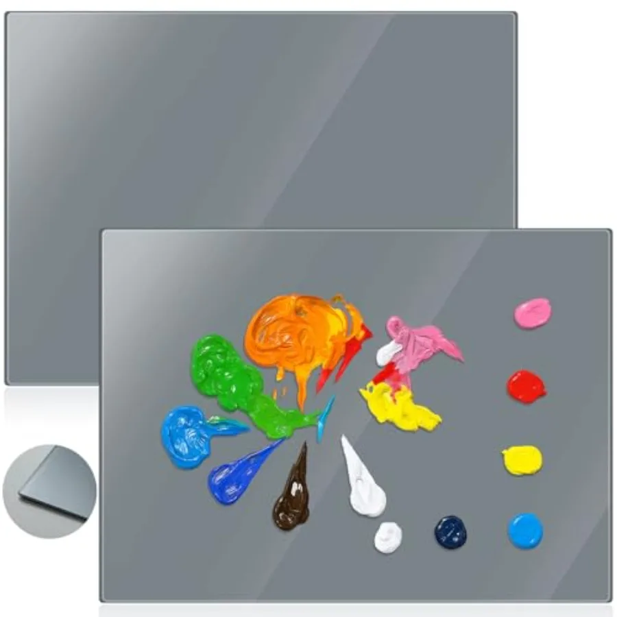 2 Pcs Neutral Tempered Glass Palette for Oil Painting Keeps Wet Paint Fresh Scratch Resistant Easy Clean up for Palette Artist
2 Pcs Neutral Tempered Glass Palette for Oil Painting Keeps Wet Paint Fresh Scratch Resistant Easy Clean up for Palette Artist