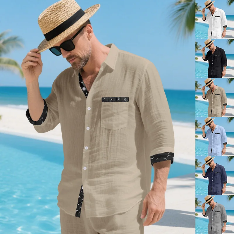 Cotton Linen Shirt for Men Long Sleeve American Style Tough Guy Casual Turn-Down Collar Button Polo Shirt Solid Color
Cotton Linen Shirt for Men Long Sleeve American Style Tough Guy Casual Turn-Down Collar Button Polo Shirt Solid Color