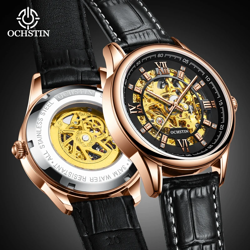 OCHSTIN New Men Luxury Automatic Mechanical Watch Stainless Steel Hollow Dial Waterproof Sports Leather Watch Relogio Masculino
OCHSTIN New Men Luxury Automatic Mechanical Watch Stainless Steel Hollow Dial Waterproof Sports Leather Watch Relogio Masculino
