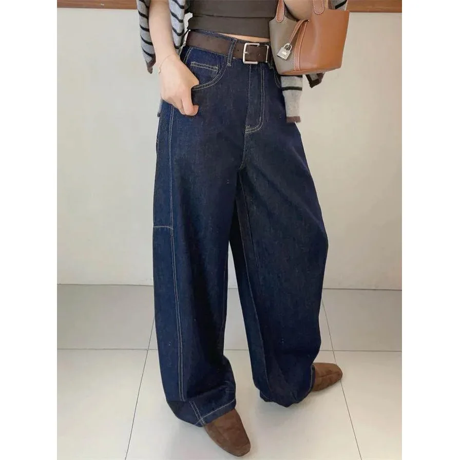 Spring high waist loose meat covering and thin straight jeans casual trousers women 93c-0112
Spring high waist loose meat covering and thin straight jeans casual trousers women 93c-0112
