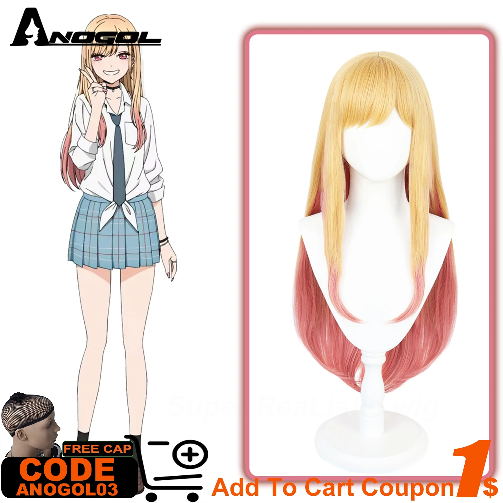 ANOGOL Synthetic Marin Kitagawa Cosplay Wig Anime My Dress-Up Darling Long Straight Gradient Yellow Purple Hair Lolita Halloween
ANOGOL Synthetic Marin Kitagawa Cosplay Wig Anime My Dress-Up Darling Long Straight Gradient Yellow Purple Hair Lolita Halloween