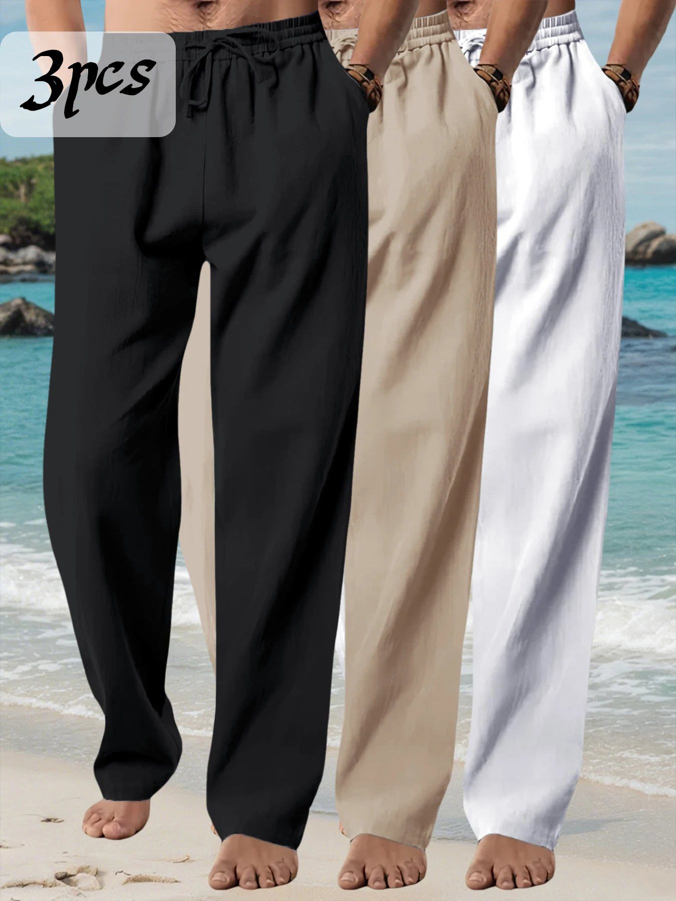 3-Piece Men's Long Pants Summer Solid Color Breathable Trousers Male Casual Elastic Waist Pants Harajuku Trousers Streetwear
3-Piece Men's Long Pants Summer Solid Color Breathable Trousers Male Casual Elastic Waist Pants Harajuku Trousers Streetwear