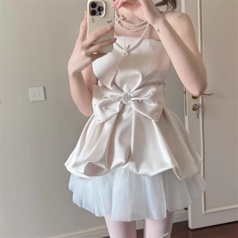 Sleeveless Women Beads Bow Bud Patchwork Birthday Party Dress Short Ball Gown New Summer Slash Neck Sexy Mesh Mini Fluffy Dress
Sleeveless Women Beads Bow Bud Patchwork Birthday Party Dress Short Ball Gown New Summer Slash Neck Sexy Mesh Mini Fluffy Dress