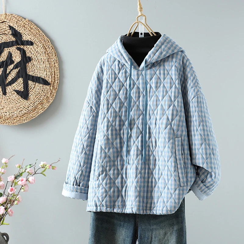 Retro Plaid Hooded Cotton Jaet Women Winter New Loose Overhead Cotton Sweatirt Coat Cotton Clothes Small Cotton Padded
Retro Plaid Hooded Cotton Jaet Women Winter New Loose Overhead Cotton Sweatirt Coat Cotton Clothes Small Cotton Padded