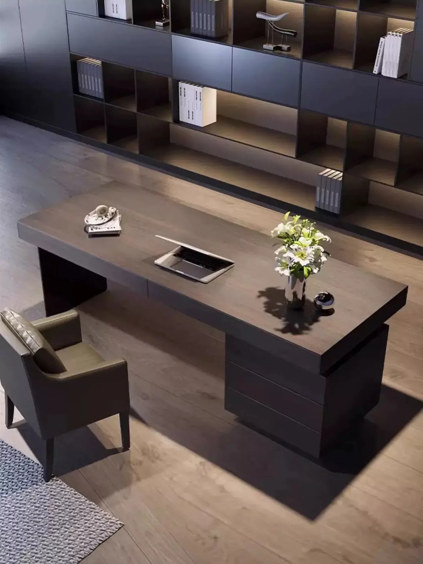 b23 Italian minimalist study desk high-end smoked solid wood computer desk
b23 Italian minimalist study desk high-end smoked solid wood computer desk