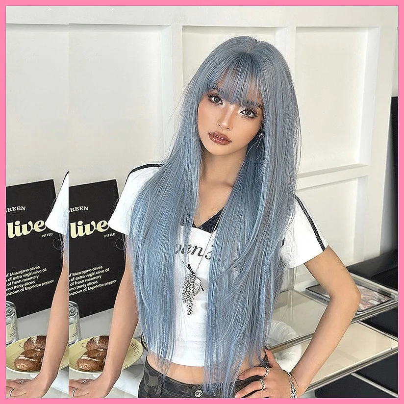 Ice Blue Long Straight Wig for Women 2025, High-Layered Full Head Synthetic Hair, Trendy Fall Collection
Ice Blue Long Straight Wig for Women 2025, High-Layered Full Head Synthetic Hair, Trendy Fall Collection