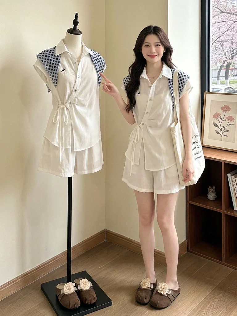 plus Size Women's Summer Fashion Set High Waist Shorts Shirt Waist Cinching Two Piece Set Old Money Style Polka Dot Print
plus Size Women's Summer Fashion Set High Waist Shorts Shirt Waist Cinching Two Piece Set Old Money Style Polka Dot Print