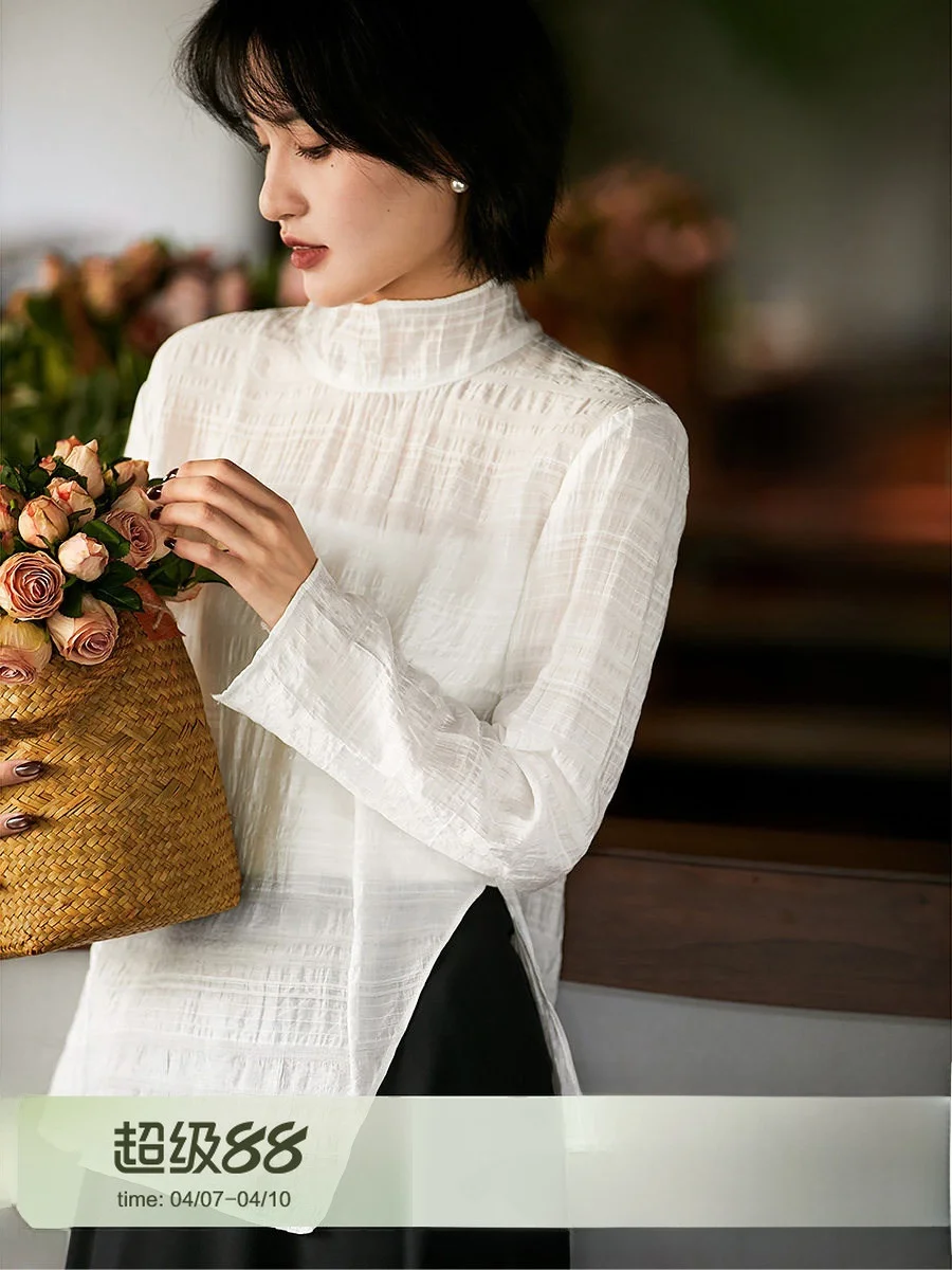 Ele Bla White f High Ne Basic irt Versatile Layering Top Busin Casual Straight Cut Long Sve Women's irt
Ele Bla White f High Ne Basic irt Versatile Layering Top Busin Casual Straight Cut Long Sve Women's irt