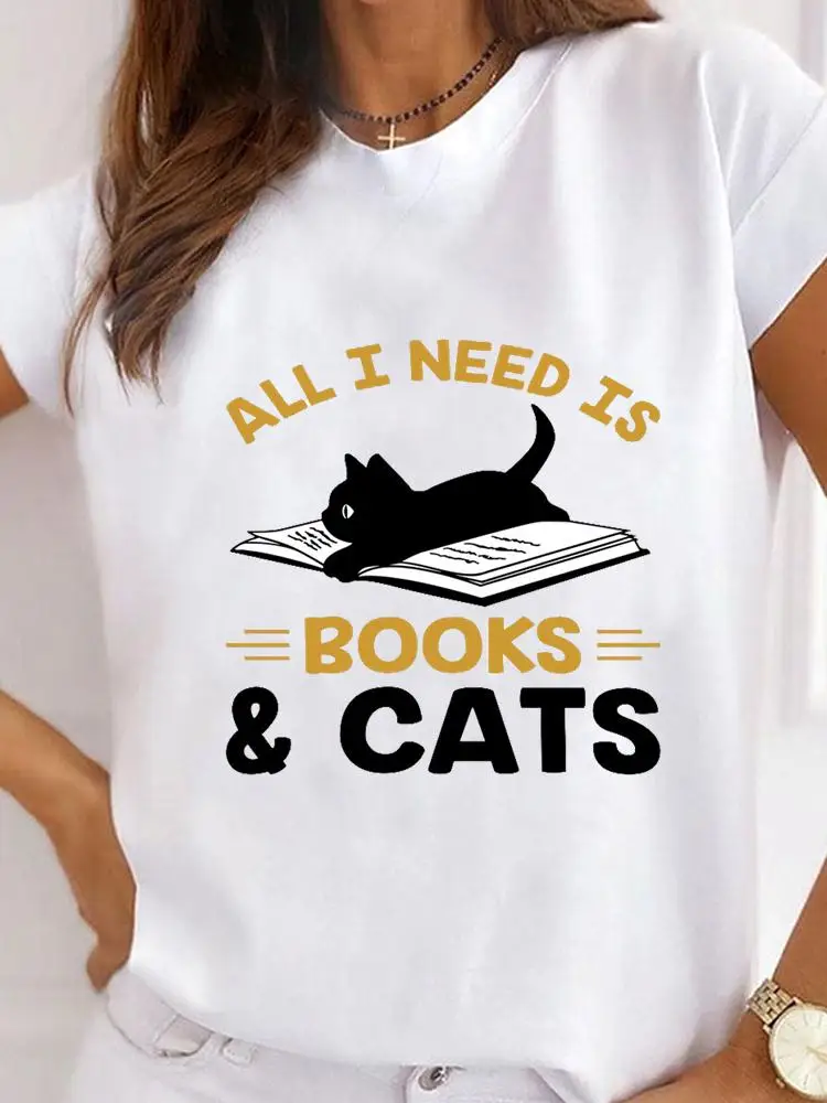 Short Sleeve Cat Books Trend Coffee Ladies Print T Fashion Women's Clothing Graphic Tee Clothes Summer Female T-shirts
Short Sleeve Cat Books Trend Coffee Ladies Print T Fashion Women's Clothing Graphic Tee Clothes Summer Female T-shirts