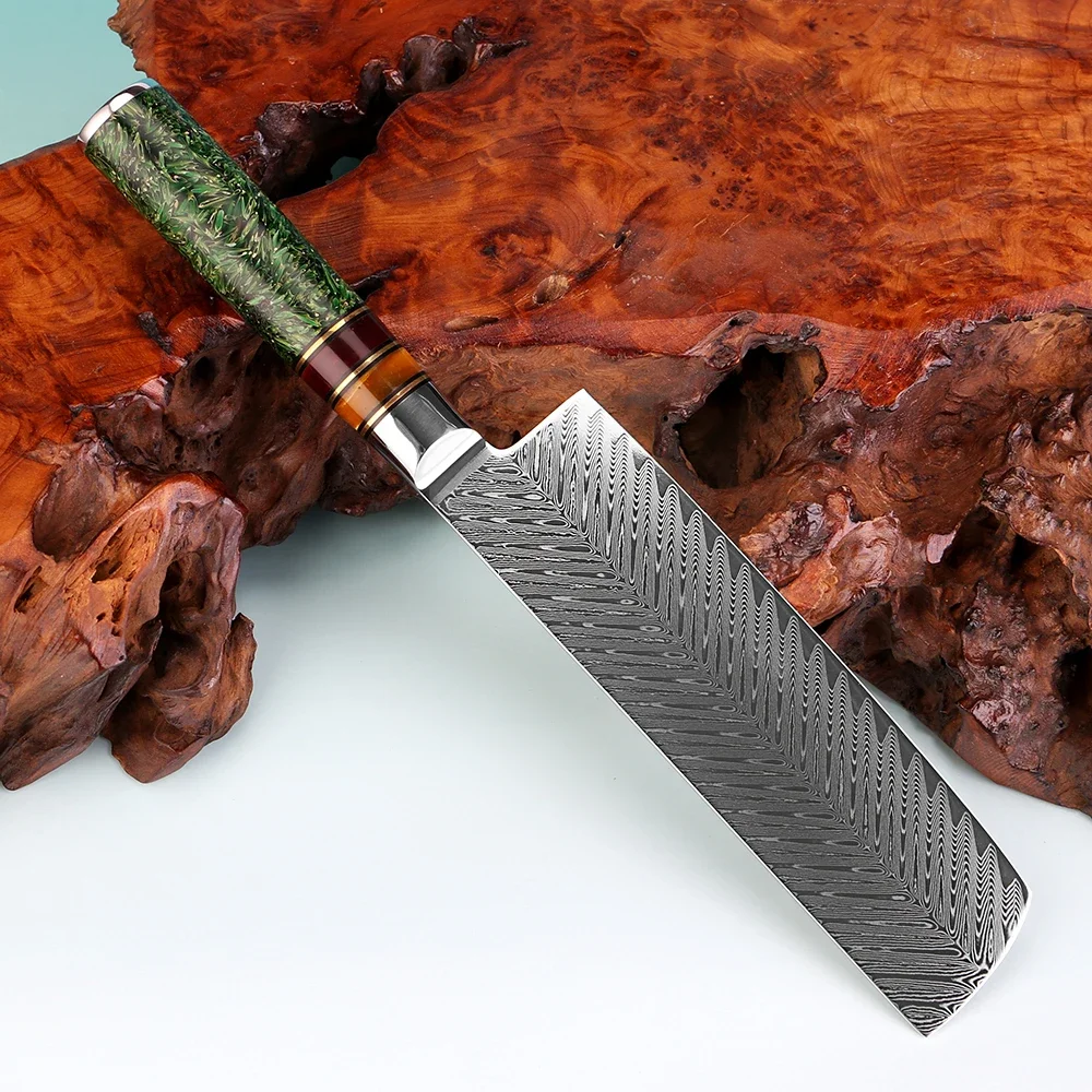 XITUO Japanese Nakiri Knife 7 Inch,Damascus Steel Professional Kitchen Knives Sharp Vegetables Knife with Rice Husk Resin Handle
XITUO Japanese Nakiri Knife 7 Inch,Damascus Steel Professional Kitchen Knives Sharp Vegetables Knife with Rice Husk Resin Handle