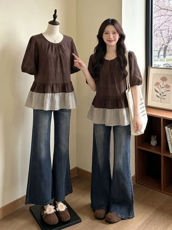 Summer New Style Women's Short Sleeve Shirt Mermaid Color Shoulder Large Size Micro Fat Doll's Shirt Chiffon Top Commute Style
Summer New Style Women's Short Sleeve Shirt Mermaid Color Shoulder Large Size Micro Fat Doll's Shirt Chiffon Top Commute Style