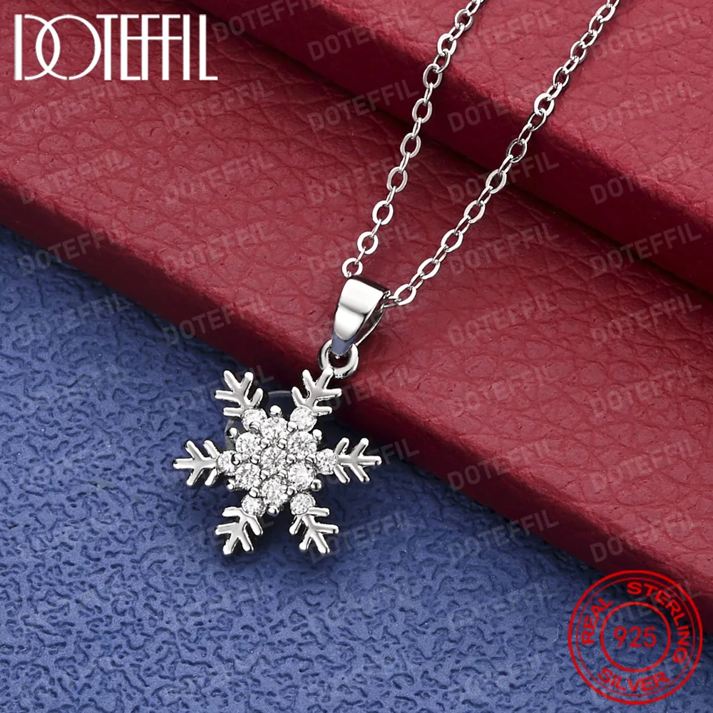 925 Sterling Silver Snowflakes sparkling crystals Necklace For Women Fashion Wedding Party Charm Jewelry
925 Sterling Silver Snowflakes sparkling crystals Necklace For Women Fashion Wedding Party Charm Jewelry