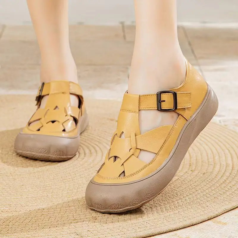Women Real Leather Closed Toe Sandals Summer New Soft Sole Non Slip Round Toe Hollow Out Flat sole Sandals Casual Nude Shoes
Women Real Leather Closed Toe Sandals Summer New Soft Sole Non Slip Round Toe Hollow Out Flat sole Sandals Casual Nude Shoes