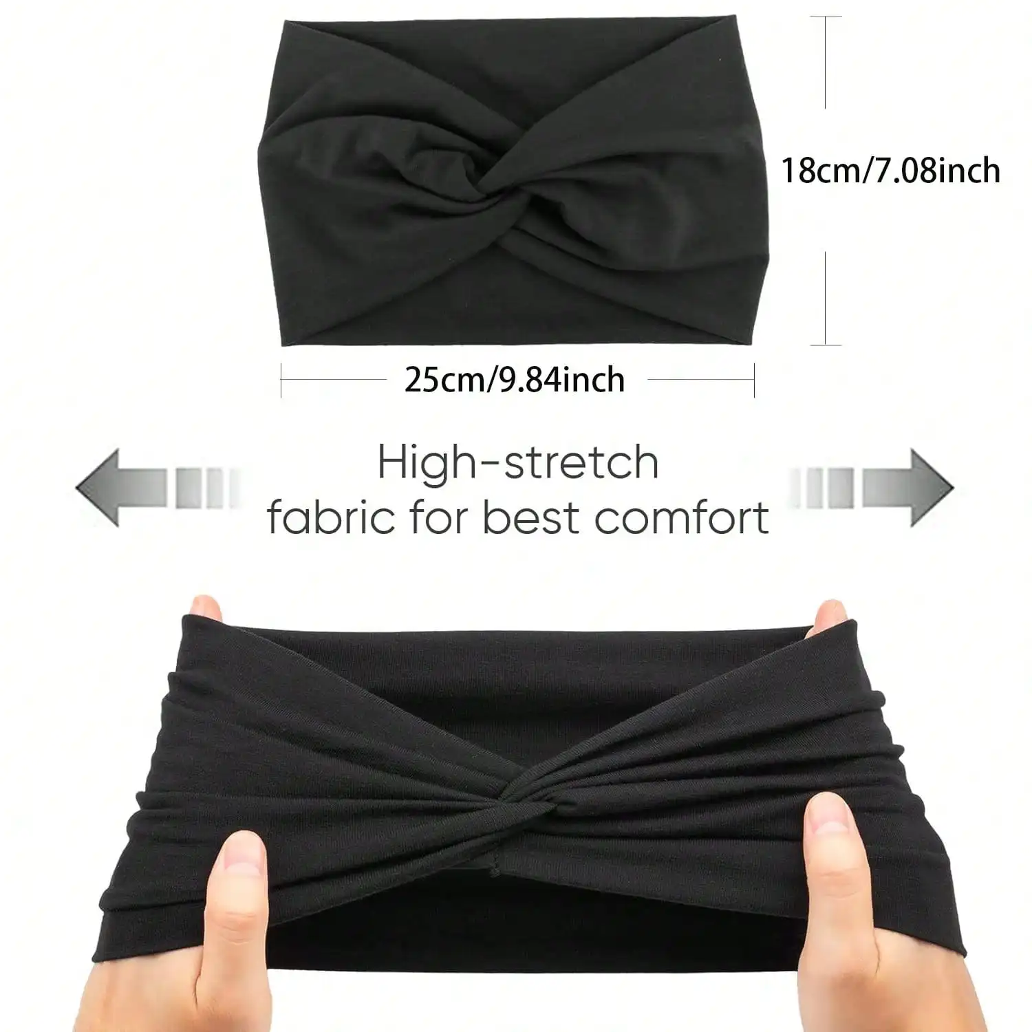 4-Pack Solid Black Stretchy Wide Headwrap With Twist Knot, Comfortable Hair Band For Yoga, Sports, Casual Wear
4-Pack Solid Black Stretchy Wide Headwrap With Twist Knot, Comfortable Hair Band For Yoga, Sports, Casual Wear