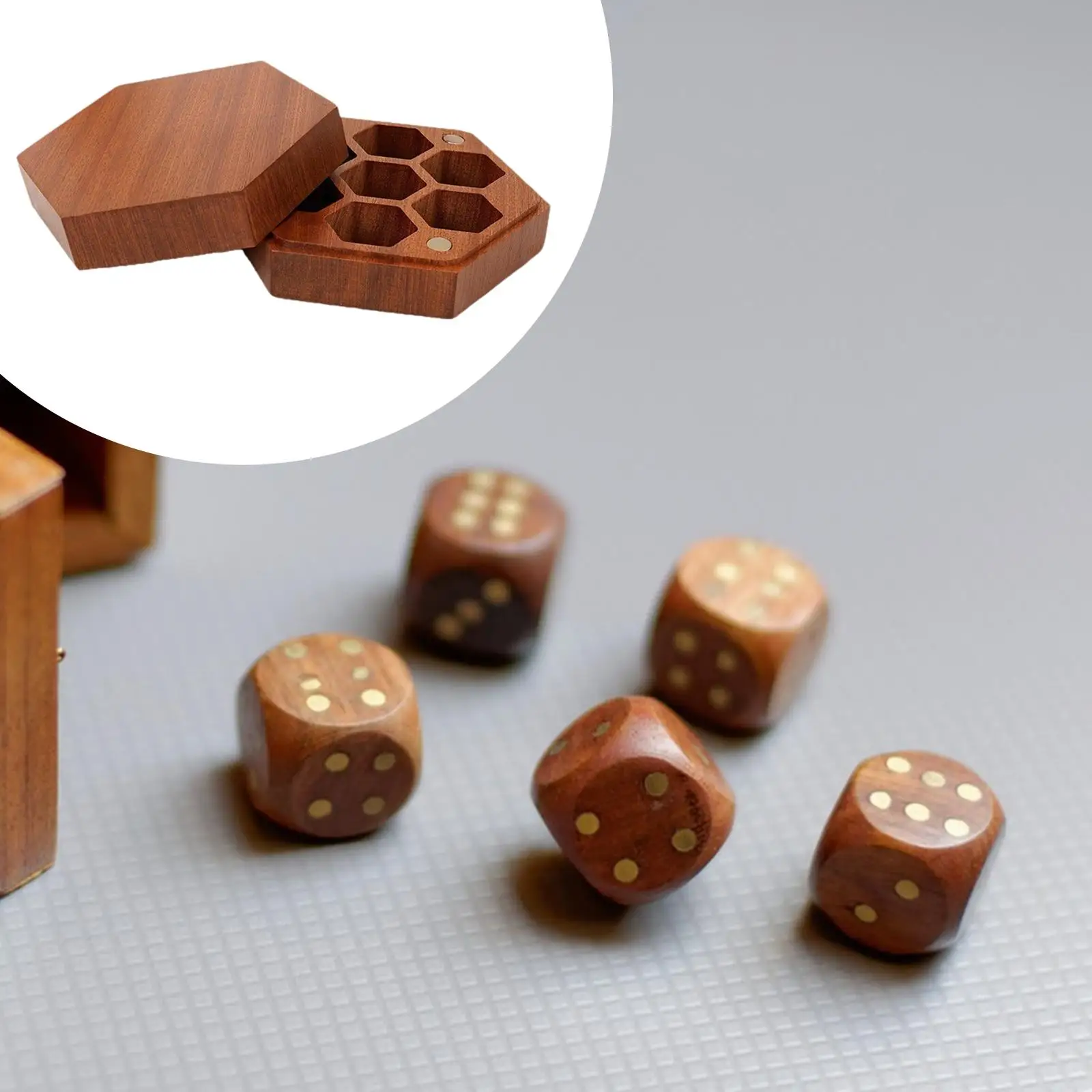 Dice Storage Case Wooden Hexagonal Dice Tray Box for Polyhedral Dice Organization for Kids and Adults
Dice Storage Case Wooden Hexagonal Dice Tray Box for Polyhedral Dice Organization for Kids and Adults