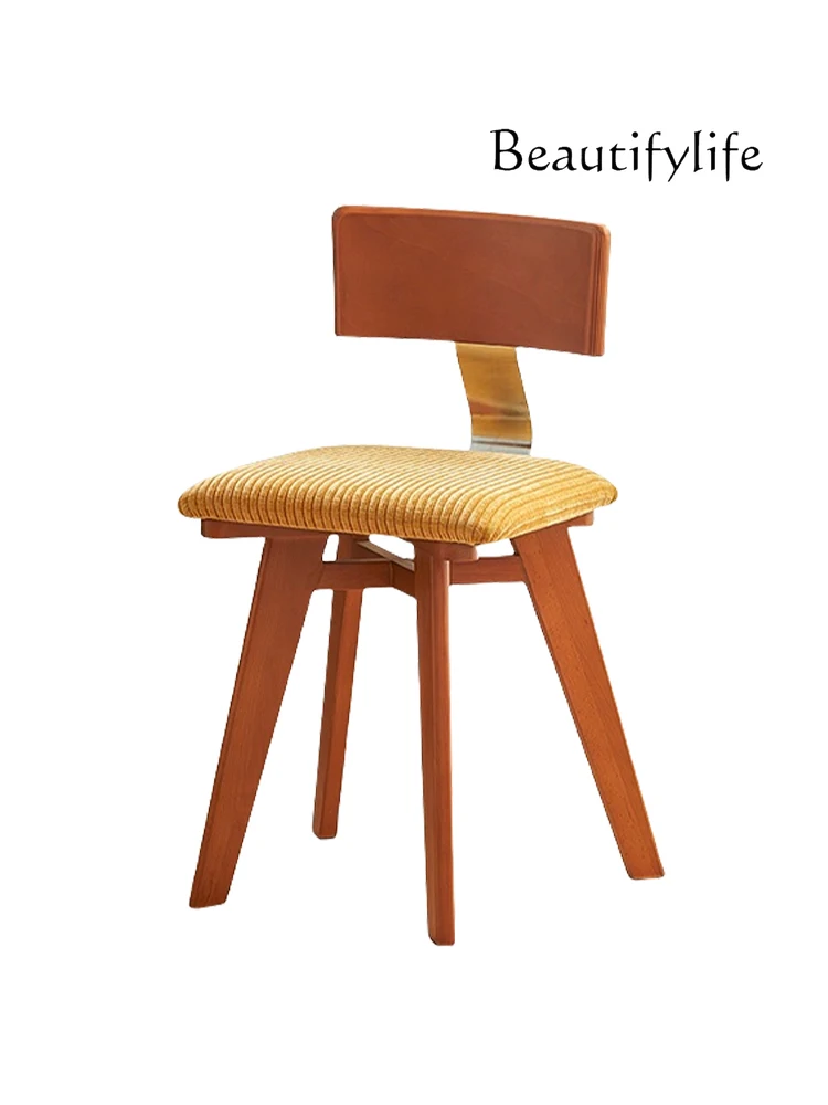 Medieval Nordic solid wood backrest dining table and chairs wabi wind stool designer high-end retro chair
Medieval Nordic solid wood backrest dining table and chairs wabi wind stool designer high-end retro chair
