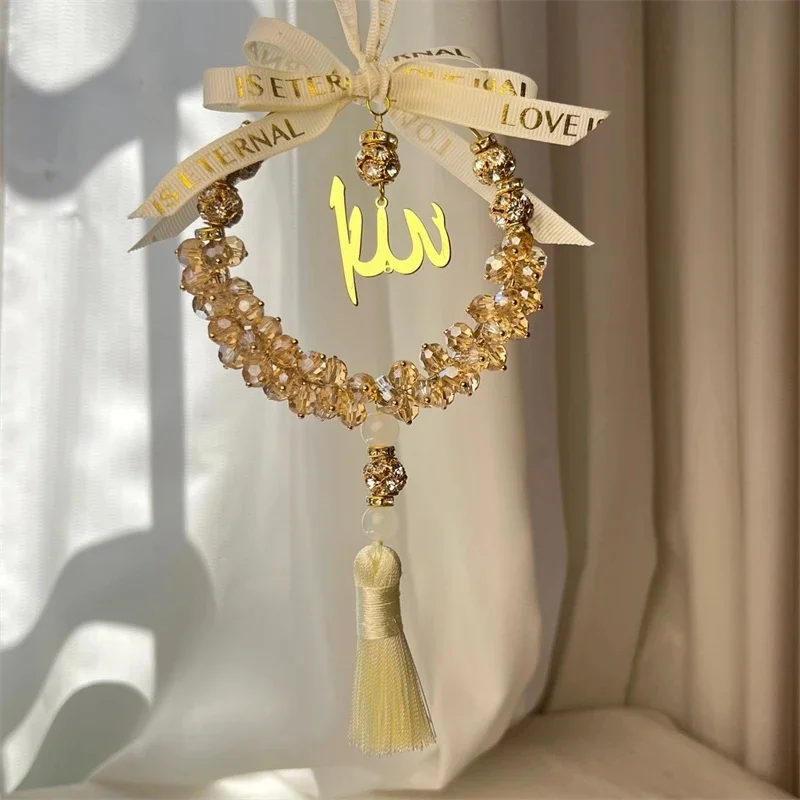 Islamic Car Hanging Crystal Allahed Pendant Gold Rhinestone Tassel Bow Muslim Rearview Mirror Decor Eid Mubarak Religious Gift
Islamic Car Hanging Crystal Allahed Pendant Gold Rhinestone Tassel Bow Muslim Rearview Mirror Decor Eid Mubarak Religious Gift
