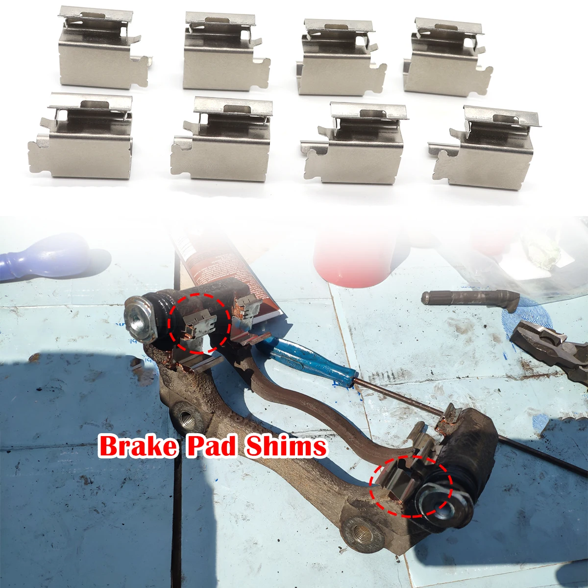 8Pc For Renault SCENIC MEGANE KANGOO PEUGEOT PARTNER Car Brake Pad Fitting Shoe Hardware Shims Anti-loose Repair Kit Accessories
8Pc For Renault SCENIC MEGANE KANGOO PEUGEOT PARTNER Car Brake Pad Fitting Shoe Hardware Shims Anti-loose Repair Kit Accessories