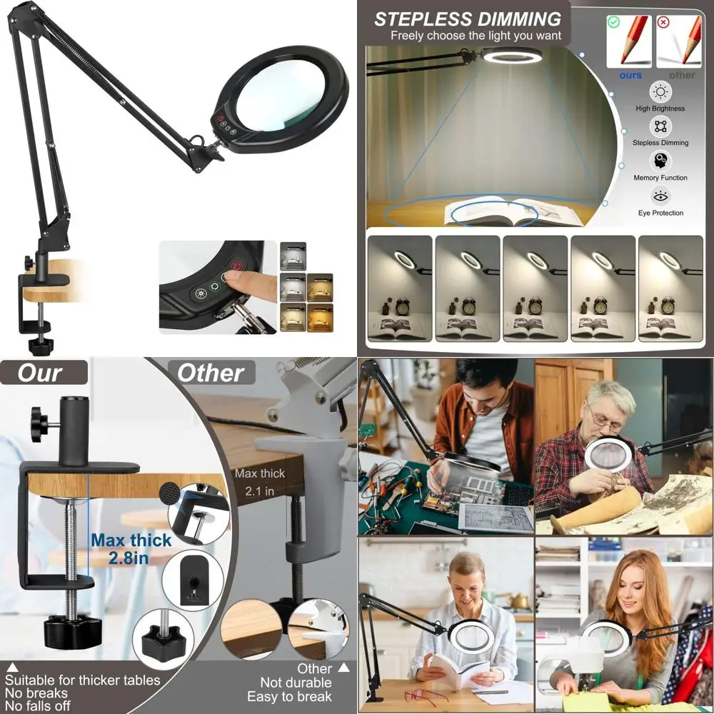 5 Inch LED Desk Lamp with Swivel Arm, Adjustable Light, Magnifying Glass for Reading and Crafts
5 Inch LED Desk Lamp with Swivel Arm, Adjustable Light, Magnifying Glass for Reading and Crafts