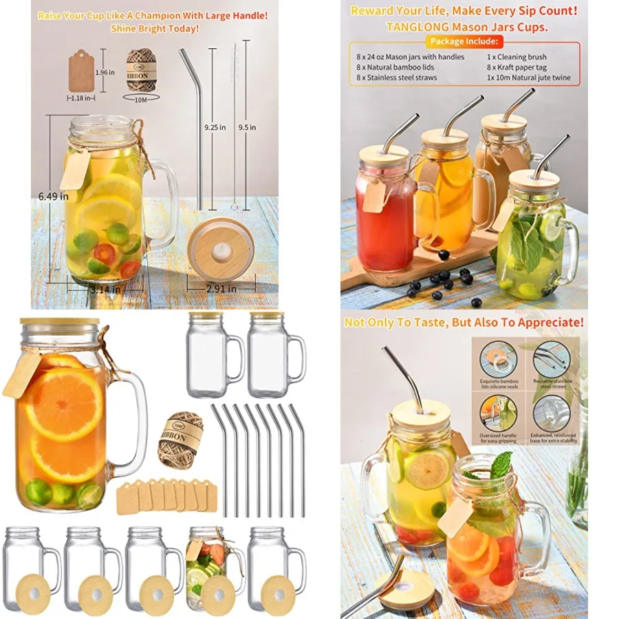 Lid and Straw Cups Set of 8 Glass Cups Lids and Straws s Handle Drinking Glasses
Lid and Straw Cups Set of 8 Glass Cups Lids and Straws s Handle Drinking Glasses