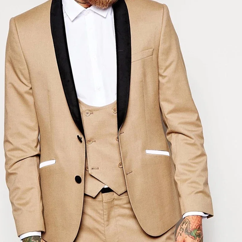Champagne Elegant Formal Wedding Men Suits Groom Tuxedo Prom Slim Fit Blazers Hombre High Quality Custom 3 Piece Set Costume
Champagne Elegant Formal Wedding Men Suits Groom Tuxedo Prom Slim Fit Blazers Hombre High Quality Custom 3 Piece Set Costume