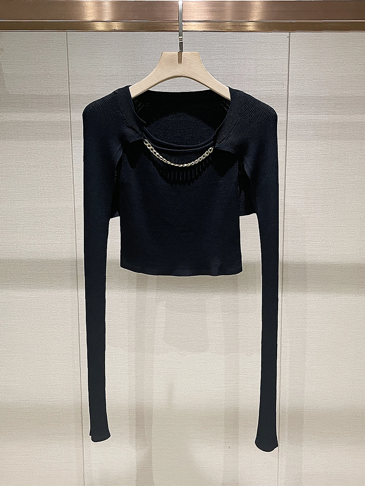 Вязаный открытый кардиган, женский зимний модный уникальный жилет с цепочкой и ремешком, топ, комплект из двух предметов, Age-Defng Ele Sle
Вязаный открытый кардиган, женский зимний модный уникальный жилет с цепочкой и ремешком, топ, комплект из двух предметов, Age-Defng Ele Sle