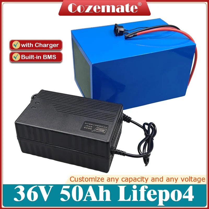 Lithium Iron Phosphate Battery 36V 50Ah Lifepo4 50Ah Bateria BMS for Electric Vehicle Power tools tour car Motor + 10A Charger
Lithium Iron Phosphate Battery 36V 50Ah Lifepo4 50Ah Bateria BMS for Electric Vehicle Power tools tour car Motor + 10A Charger