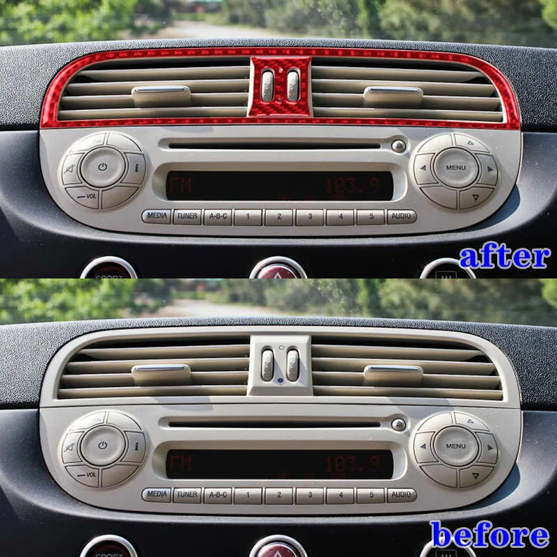 Suitable for 12-15 Fiat 500 car interior modification carbon fiber central vent decorative stickers
Suitable for 12-15 Fiat 500 car interior modification carbon fiber central vent decorative stickers