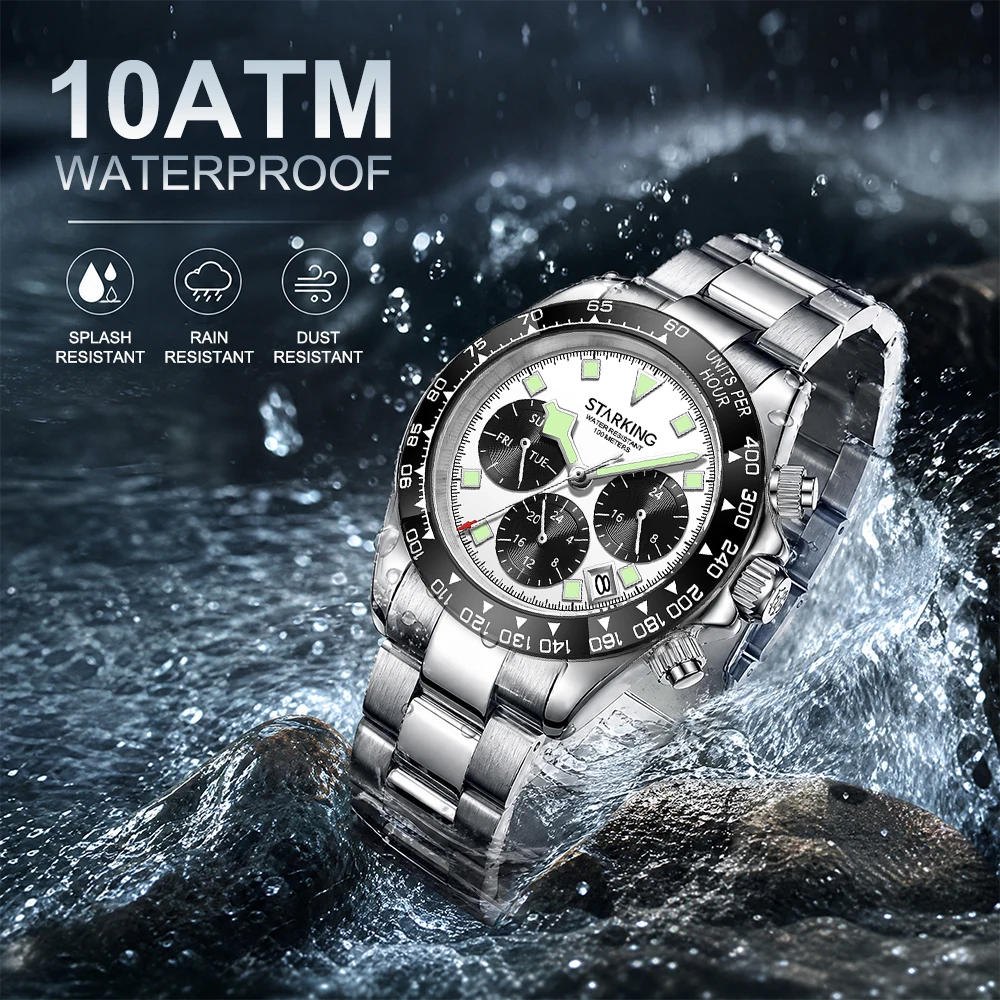 STARKING Luxury Diving Quartz Watch for Men Ceramic Bezel Date Luminous Quartz Watches Chronograph 100m Waterproof Wristwatch
STARKING Luxury Diving Quartz Watch for Men Ceramic Bezel Date Luminous Quartz Watches Chronograph 100m Waterproof Wristwatch