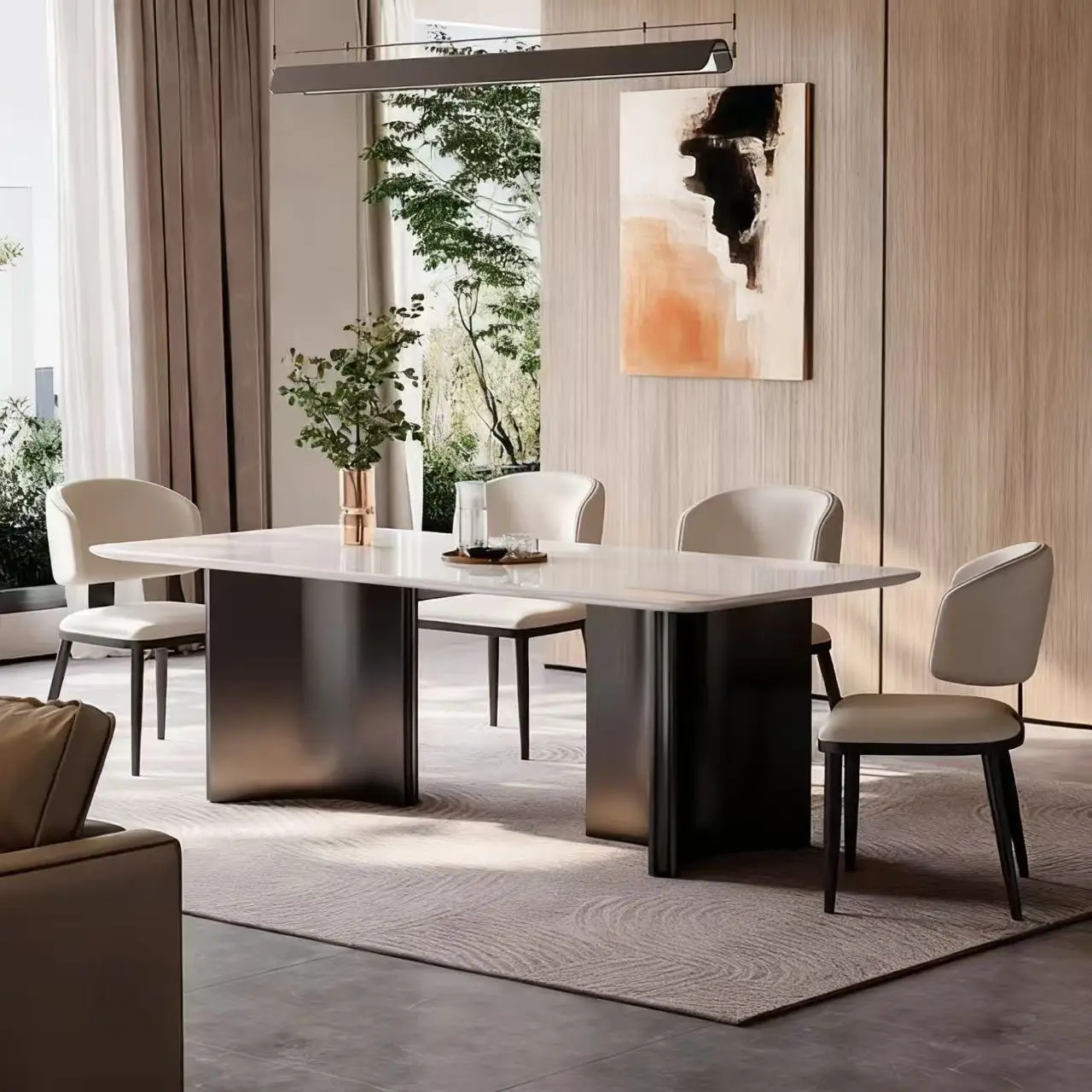 HYS ice jade luxury stone dining table high sense rectangular square table marble dining table and chairs light luxury
HYS ice jade luxury stone dining table high sense rectangular square table marble dining table and chairs light luxury