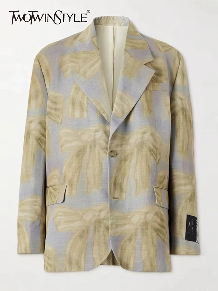 TWOTWINSTYLE Casual Printing Blazers For Women Notched Collar Long Sleeve Patchwork Button Elegant Blazer Female Clothing 2023
TWOTWINSTYLE Casual Printing Blazers For Women Notched Collar Long Sleeve Patchwork Button Elegant Blazer Female Clothing 2023
