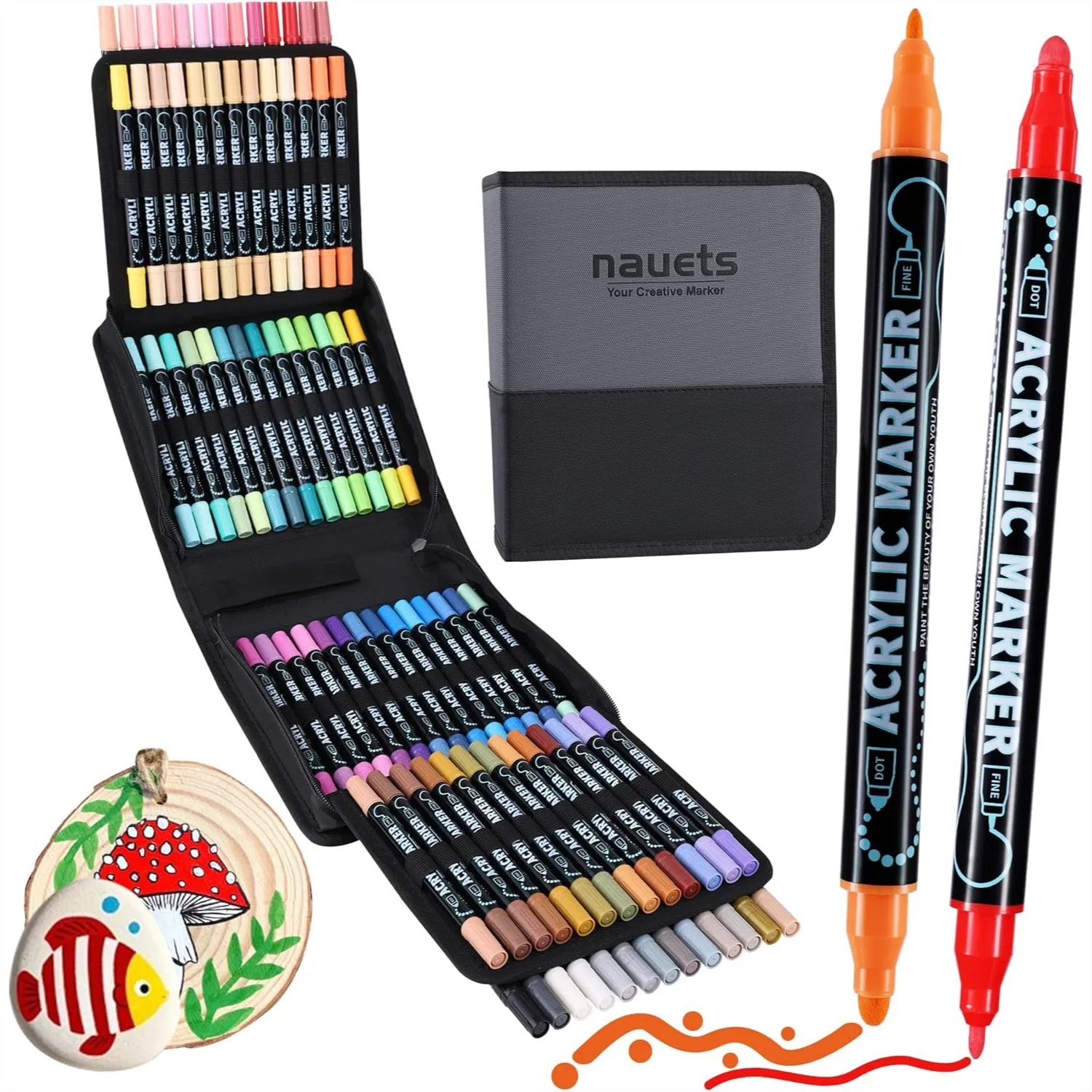 80 Colors Dual Tip Acrylic Paint Markers, Premium Dot & Fine Tip Coloring Pens for Rock, Wood, Canvas, Glass, Ceramic, DIY
80 Colors Dual Tip Acrylic Paint Markers, Premium Dot & Fine Tip Coloring Pens for Rock, Wood, Canvas, Glass, Ceramic, DIY