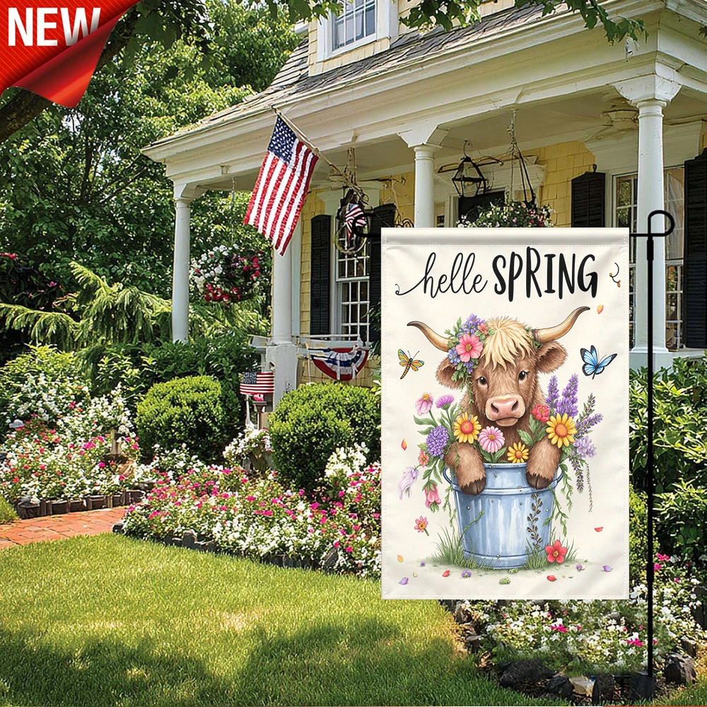 1PC, Hello Spring Highland Cow Garden Flag Floral Cow Bucket Butterfly Outdoor Decorative Yard Flag
1PC, Hello Spring Highland Cow Garden Flag Floral Cow Bucket Butterfly Outdoor Decorative Yard Flag