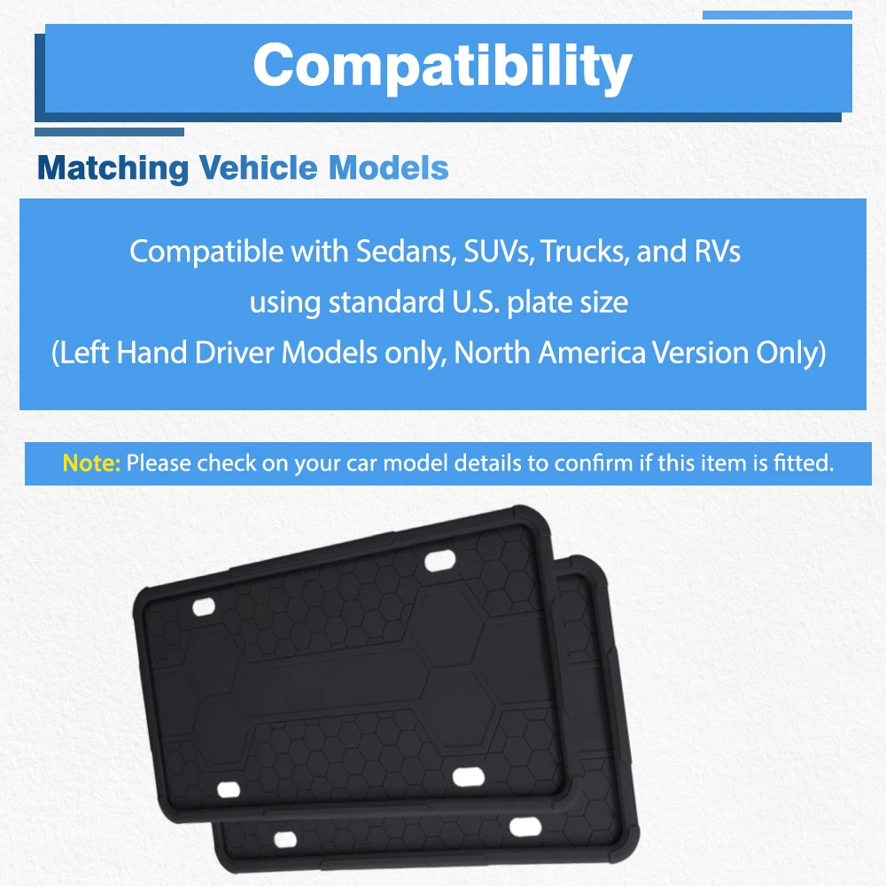 Car Front Bumper License Plate Frame Mount Bracket Holder Accessories For Sedans SUVs Trucks RVs using standard U.S. plate size
Car Front Bumper License Plate Frame Mount Bracket Holder Accessories For Sedans SUVs Trucks RVs using standard U.S. plate size