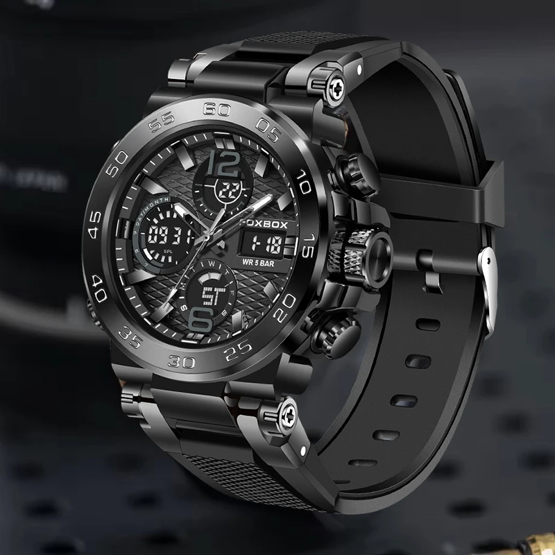 FOXBOX повседневные спортивные часы для мужчин, лучший бренд, роскошные светодиодные часы с большим циферблатом, мужские водонепроницаемые светящиеся мужские кварцевые наручные часы
FOXBOX повседневные спортивные часы для мужчин, лучший бренд, роскошные светодиодные часы с большим циферблатом, мужские водонепроницаемые светящиеся мужские кварцевые наручные часы