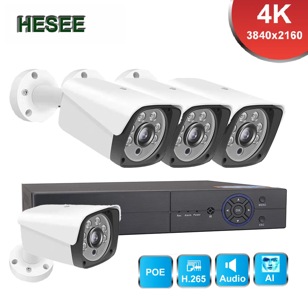 HESEE POE Video Surveillance System 4K 8MP Security Systems 8CH NVR Kit CCTV Recording Outdoor 4CH POE IP Camera Set
HESEE POE Video Surveillance System 4K 8MP Security Systems 8CH NVR Kit CCTV Recording Outdoor 4CH POE IP Camera Set