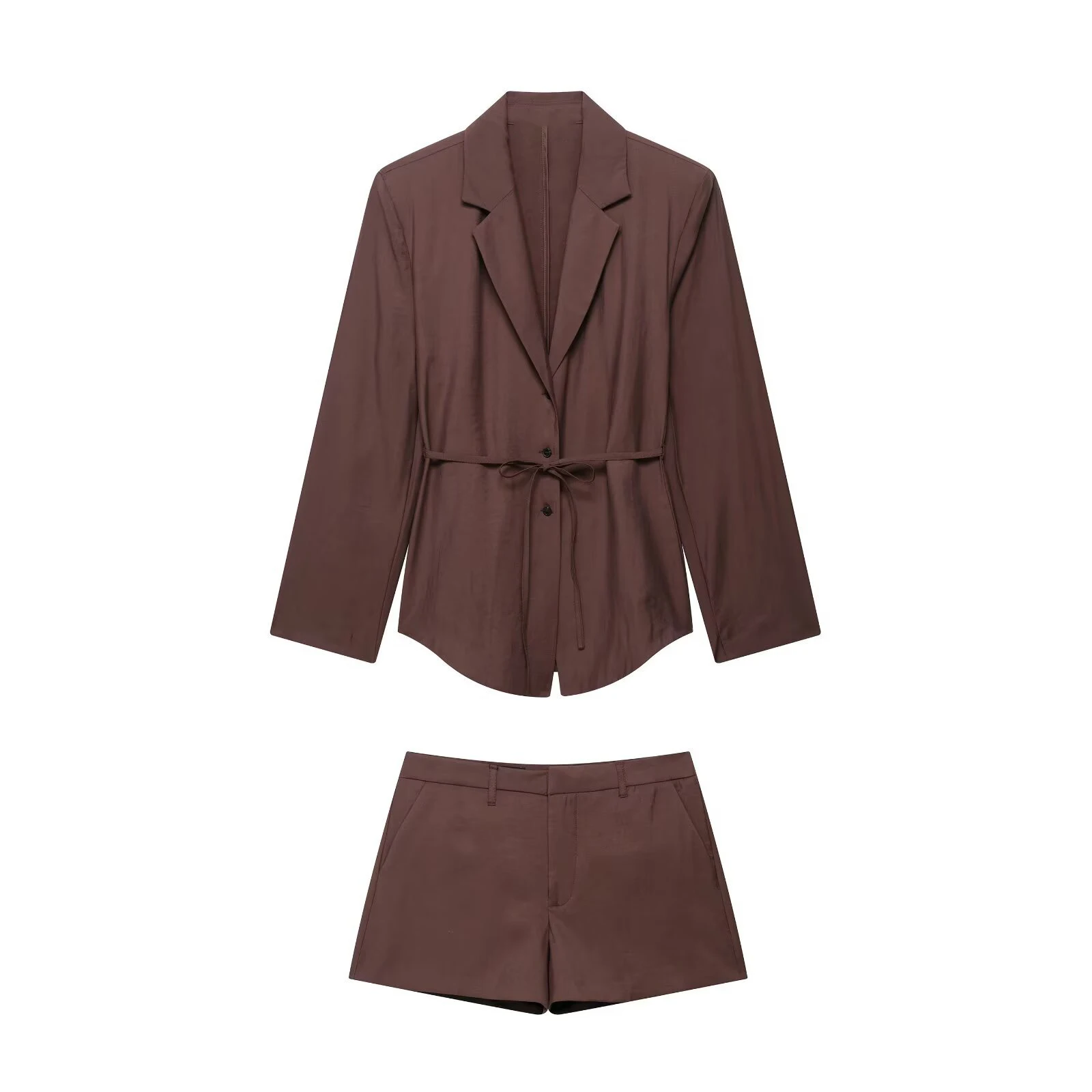 2025 Fashion Street Style Spring And Summer Women's Suit Belt Waist Jacket Shirts + Shorts 2-piece Set Brown Casual Outfits
2025 Fashion Street Style Spring And Summer Women's Suit Belt Waist Jacket Shirts + Shorts 2-piece Set Brown Casual Outfits