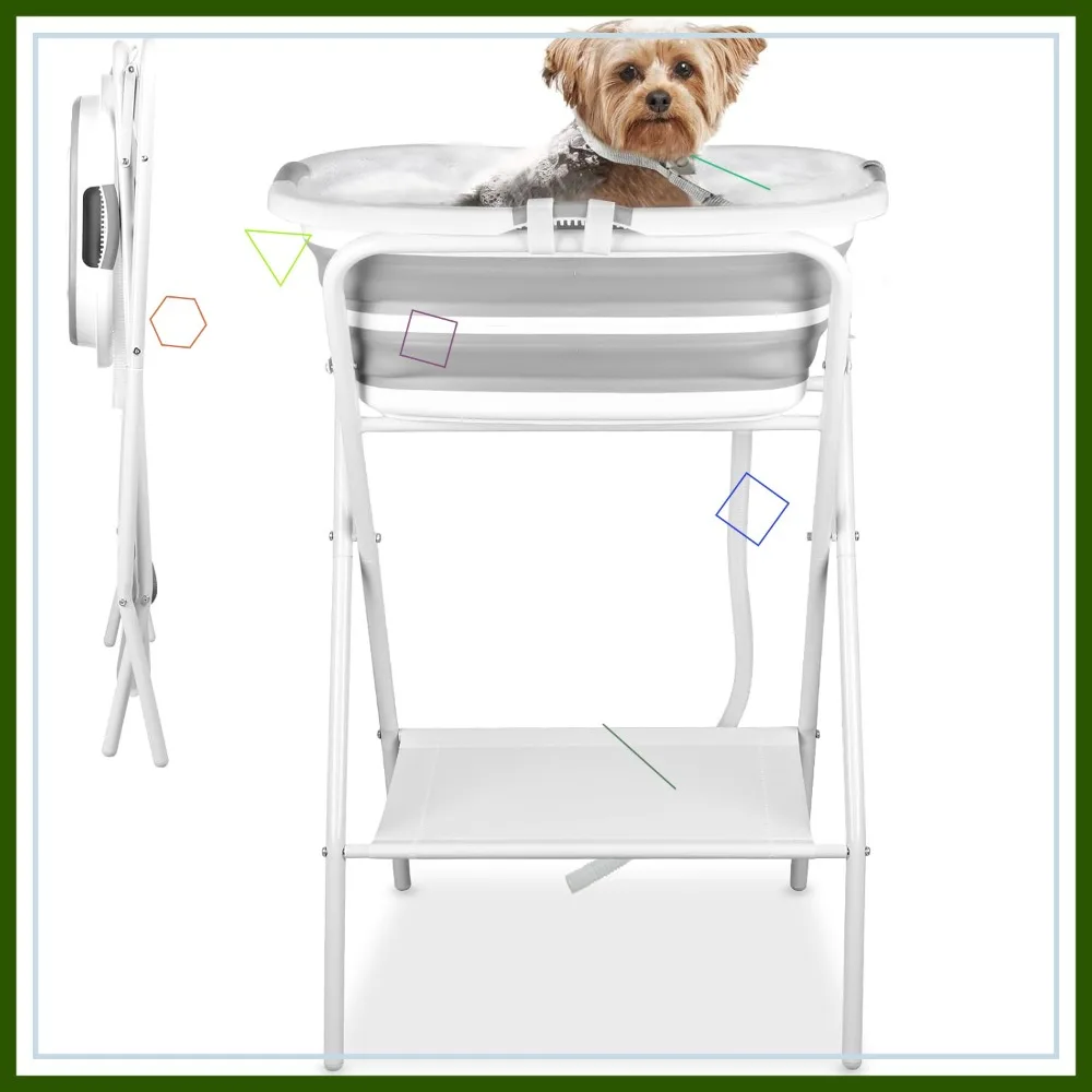 Elevated Collapsible Dog Bathtub, Portable Shower Tub with Safety Collar, Foldable Washing Station for Medium Dogs & Cats
Elevated Collapsible Dog Bathtub, Portable Shower Tub with Safety Collar, Foldable Washing Station for Medium Dogs & Cats
