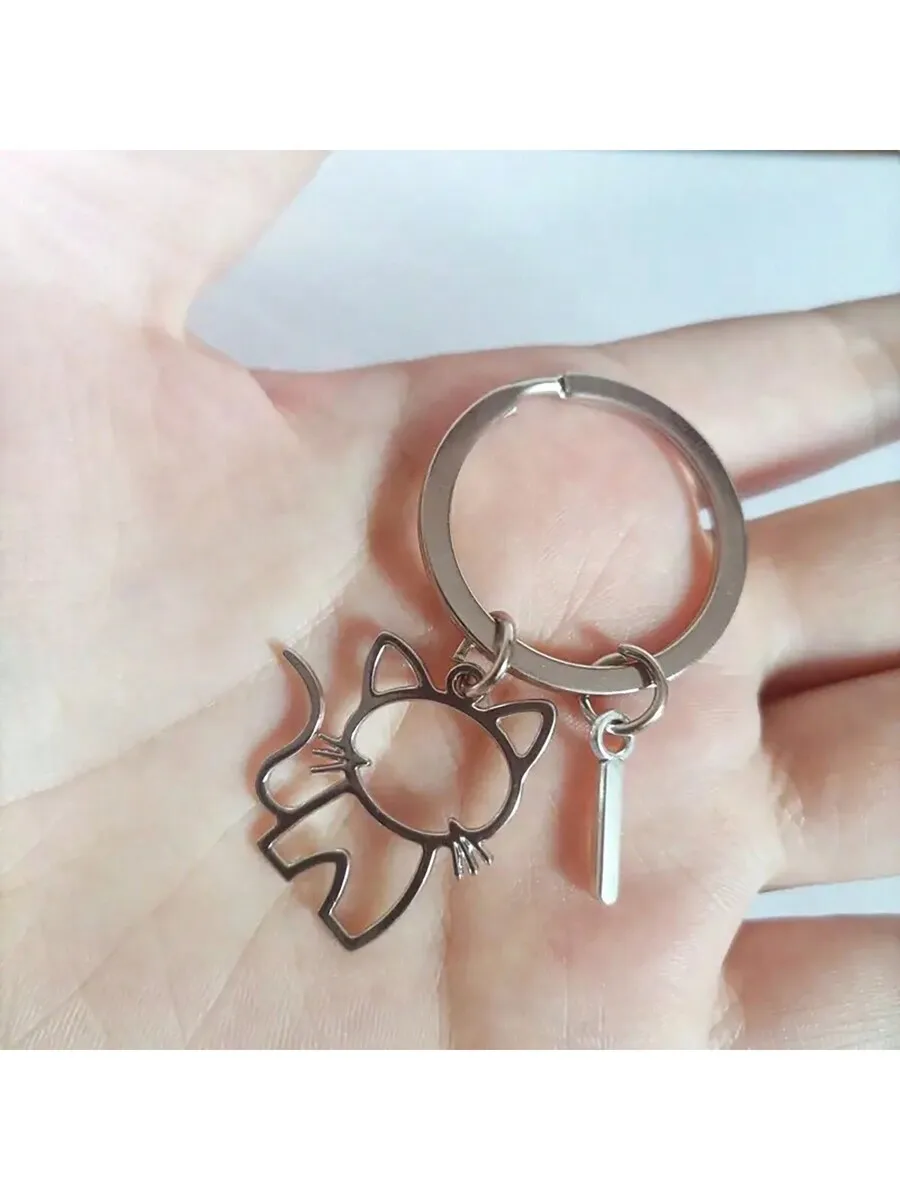 Metal Cartoon Cat Keychain With Letter Charm For Bag Car Unisex Accessory
Metal Cartoon Cat Keychain With Letter Charm For Bag Car Unisex Accessory