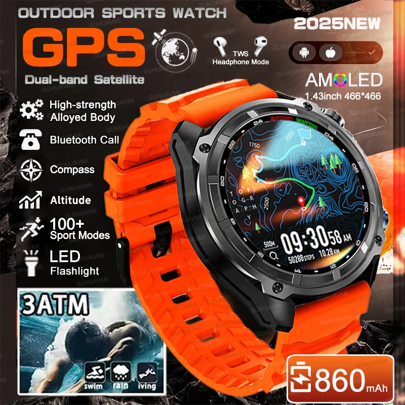Outdoors New T-Rex Tactical Smart Watch Built-in GPS Offline Map Compass 4GB Memory IP69K Waterproof Men Swimming Smart Bracele
Outdoors New T-Rex Tactical Smart Watch Built-in GPS Offline Map Compass 4GB Memory IP69K Waterproof Men Swimming Smart Bracele