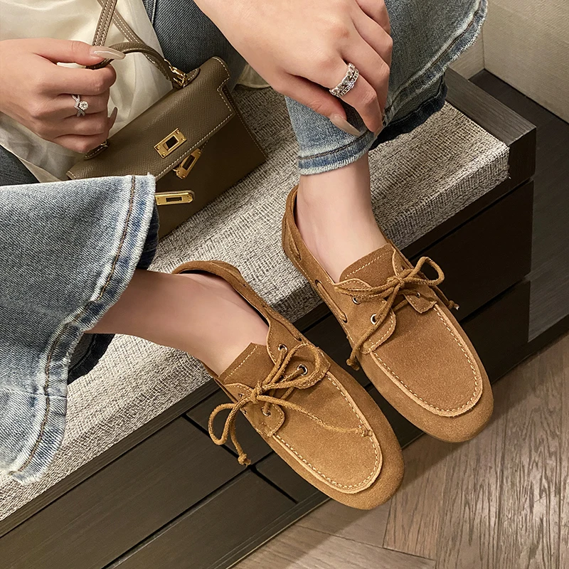Women Flats New Fashion Trendy Shoes Cow Leather Woman Spring Ballet Casual Loafers Shoes Lace Up Round Toe Ladies 34-43
Women Flats New Fashion Trendy Shoes Cow Leather Woman Spring Ballet Casual Loafers Shoes Lace Up Round Toe Ladies 34-43