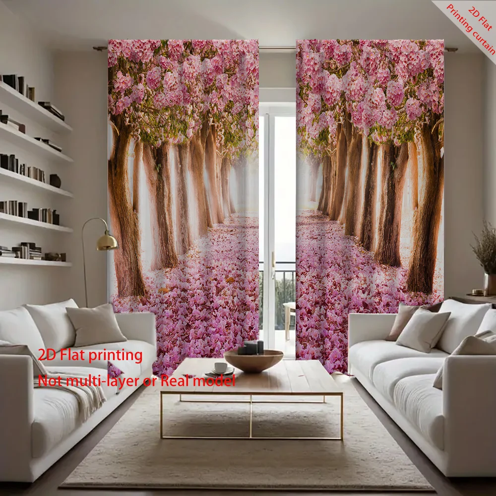 Cherry blossom landscape printed curtains, home decor, bedroom, living room, dormitory, and office sunshade curtains 
Cherry blossom landscape printed curtains, home decor, bedroom, living room, dormitory, and office sunshade curtains