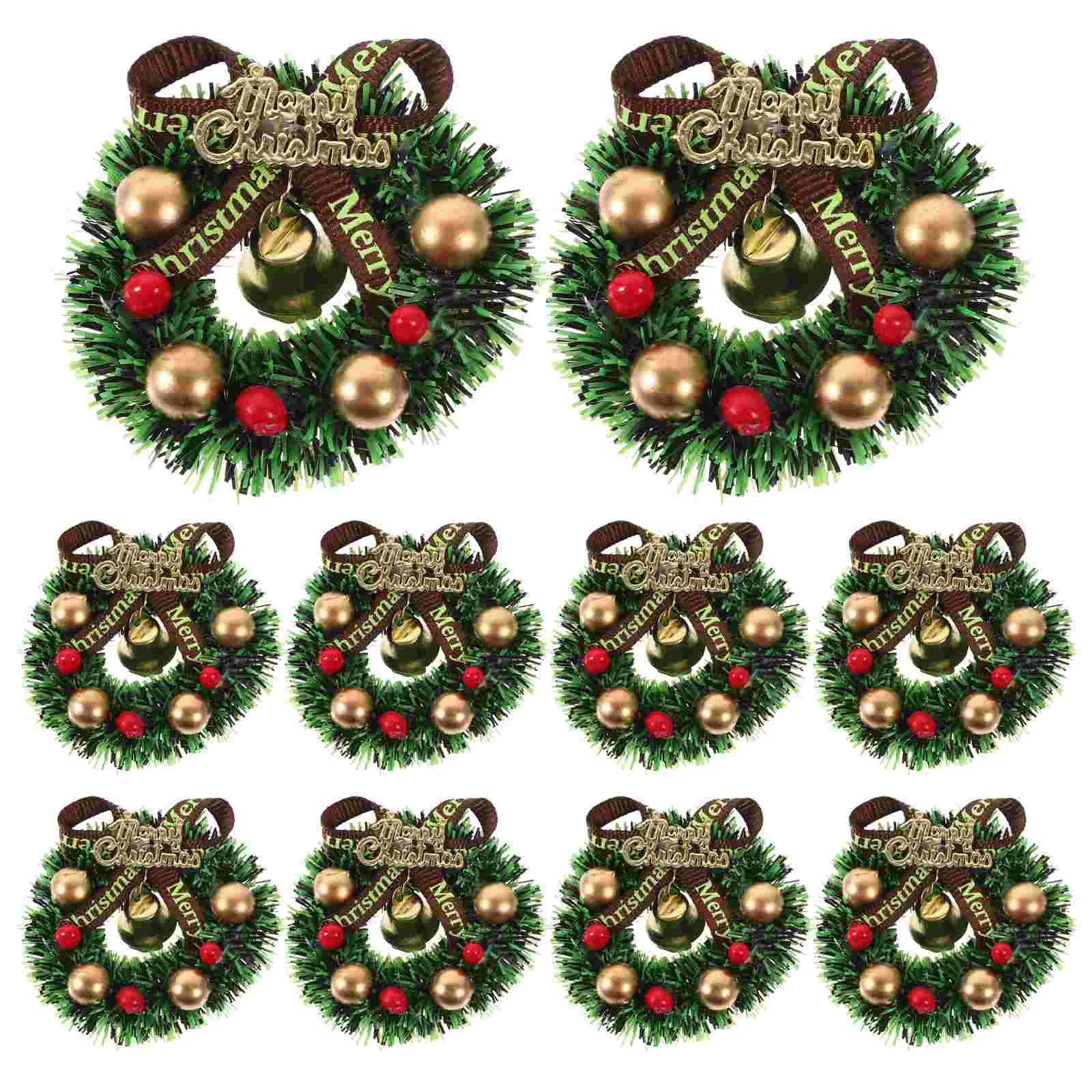 10 Pcs Christmas Mini Wreath Gold Skirt Furniture Ornament Small Tree Plastic Hanging
10 Pcs Christmas Mini Wreath Gold Skirt Furniture Ornament Small Tree Plastic Hanging