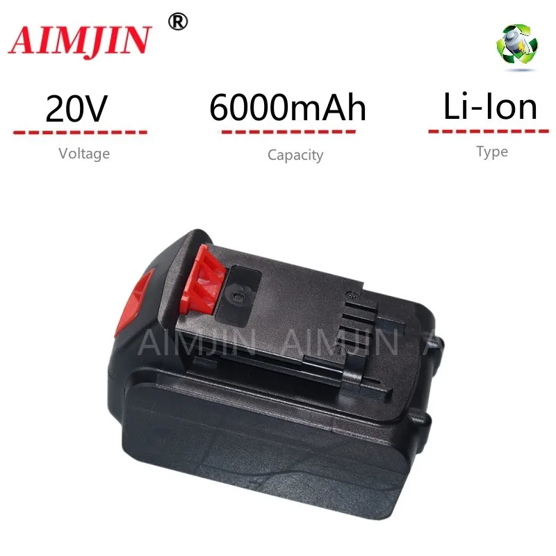 20V 6000mAh Li-ion Rechargeable Battery for BLACK&DECKER LB20 LBX20 LBXR20 Power Tool Replacement
20V 6000mAh Li-ion Rechargeable Battery for BLACK&DECKER LB20 LBX20 LBXR20 Power Tool Replacement