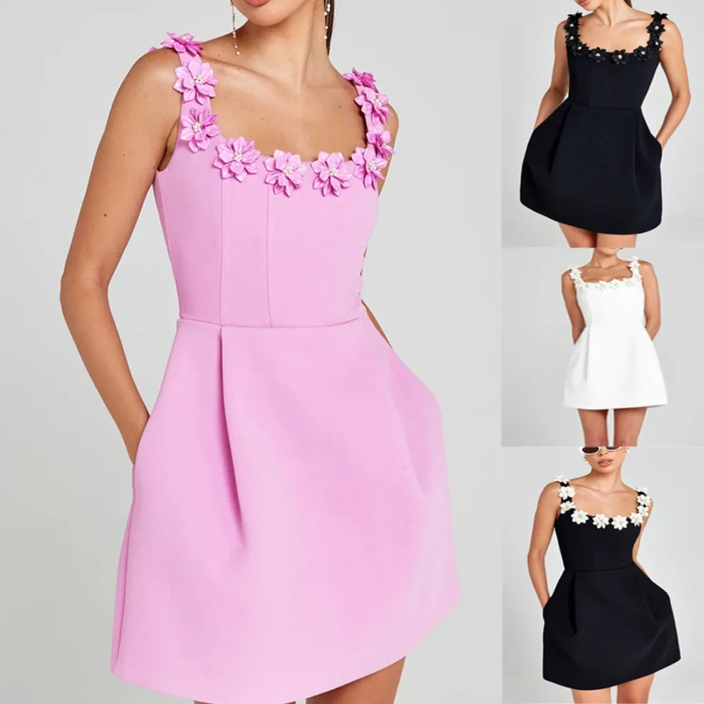 Suspender applique dress 2024 spring and summer new strap sleeveless pocket dress INS loose temperament casual women's dress
Suspender applique dress 2024 spring and summer new strap sleeveless pocket dress INS loose temperament casual women's dress